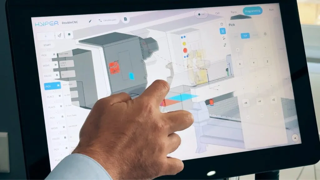 Interfaz táctil real de ENCY Hyper para programación de robots