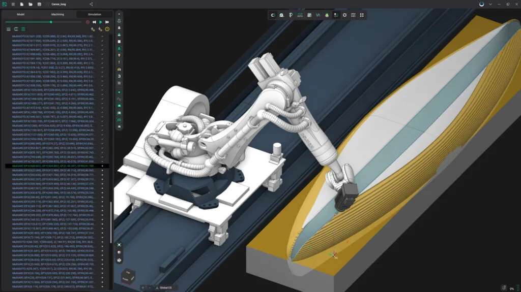 Interfaz real de ENCY Robot programando un robot industrial